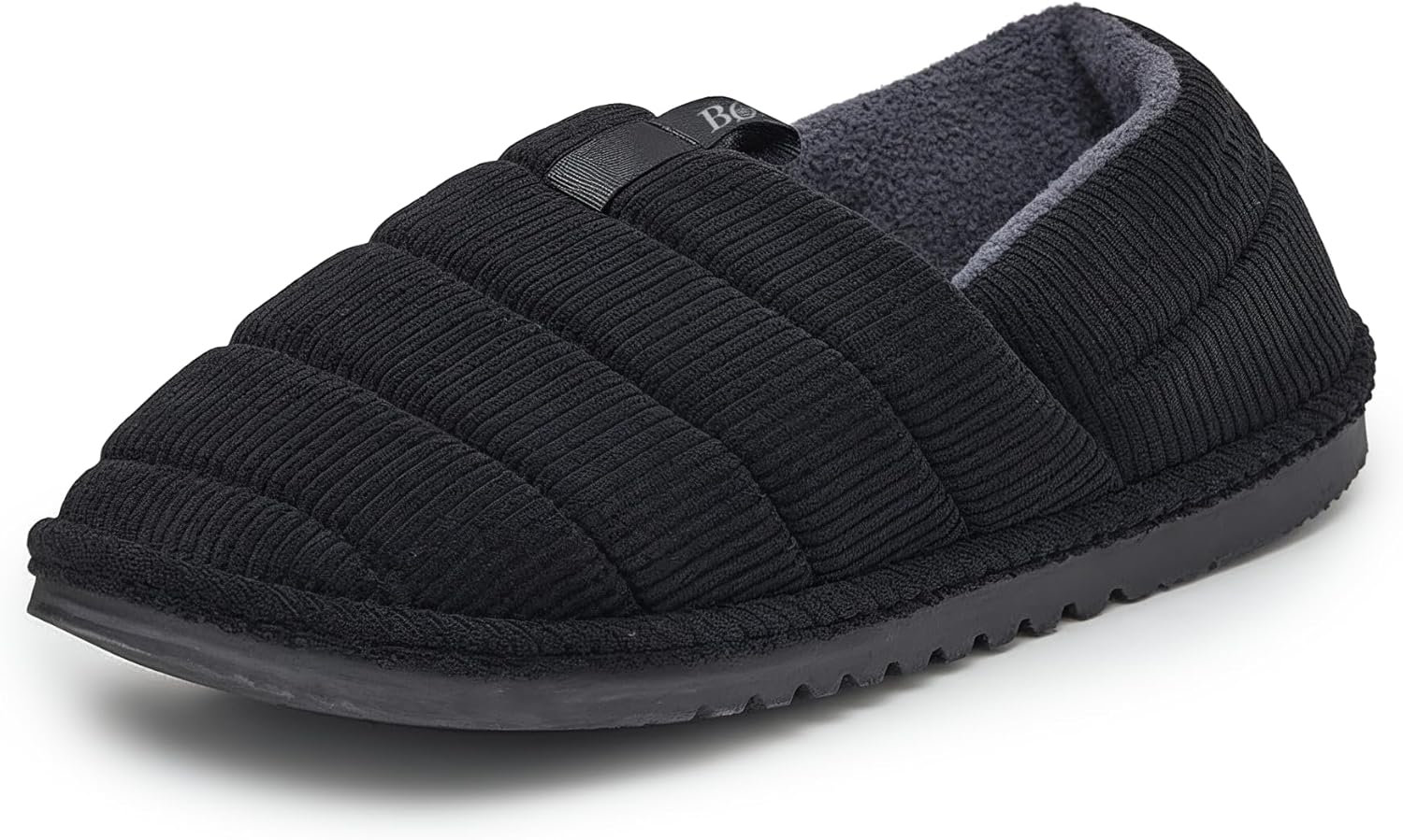 

Стеганые вельветовые домашние тапочки для мужчин, домашние тапочки с резиновой подошвой, тапочки без шнурков Born, черный