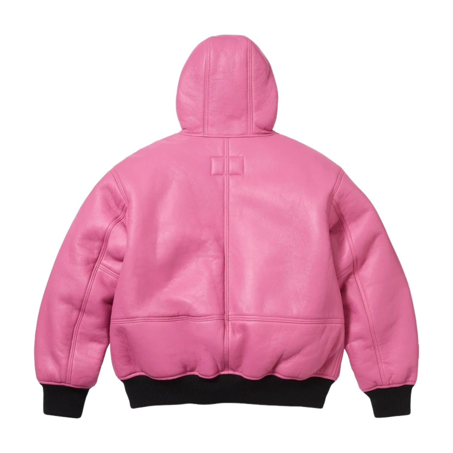 Рабочая куртка Supreme FW25 x Schott с капюшоном из овчины, розовая — фото 3