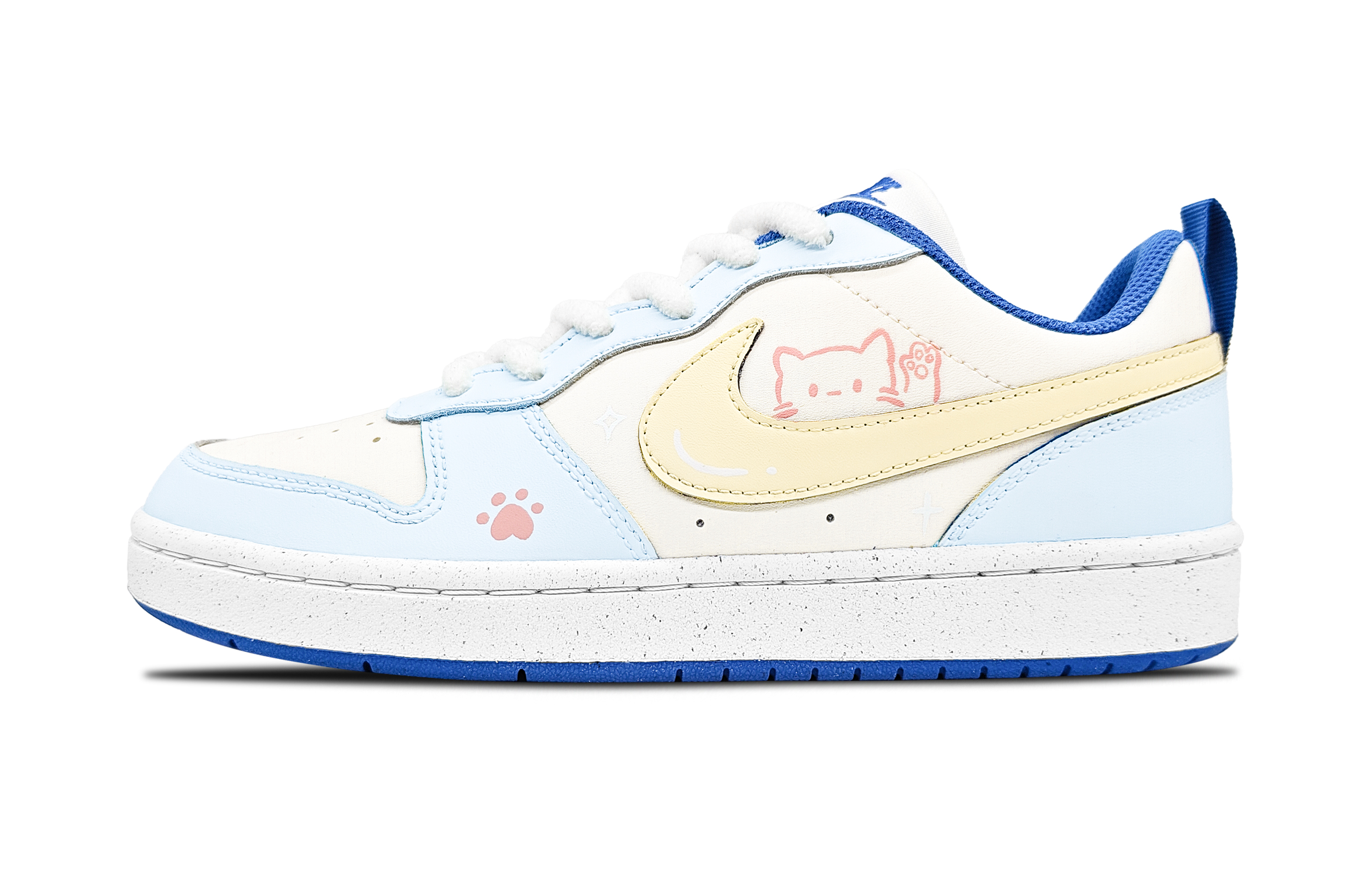 

Детские, подростковые, противоскользящие, износостойкие, низкие кроссовки для скейтбординга Court Borough Nike, желтый/синий