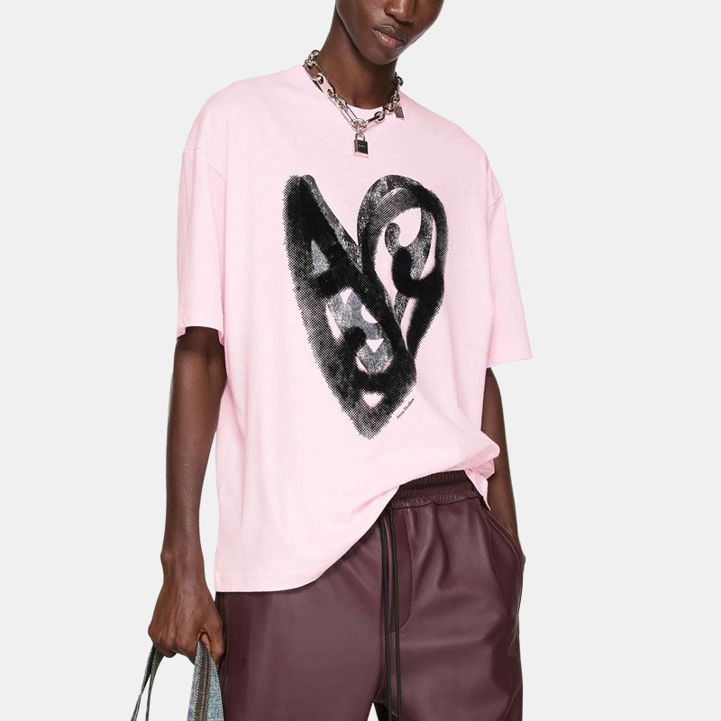 Футболка с принтом в виде сердца Acne Studios, floral розовый — фото 3