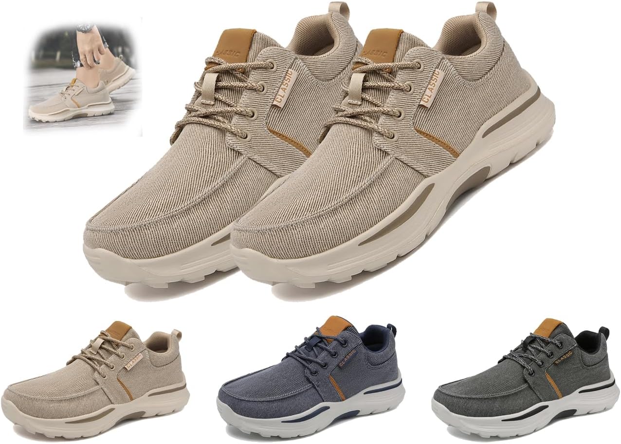 

Мужские дышащие холщовые лоферы на весну/осень, повседневные, противоскользящие, легкие, с поддержкой свода, модные кроссовки, мокасины, ортопедическая обувь Generic, Coffee-a Men's10