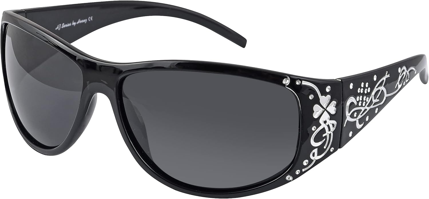 

Поляризованные солнцезащитные очки для женщин - Премиальные модные солнцезащитные очки - Стильные дизайнерские солнцезащитные очки серии HZ для женщин Hornz, Midnight Black