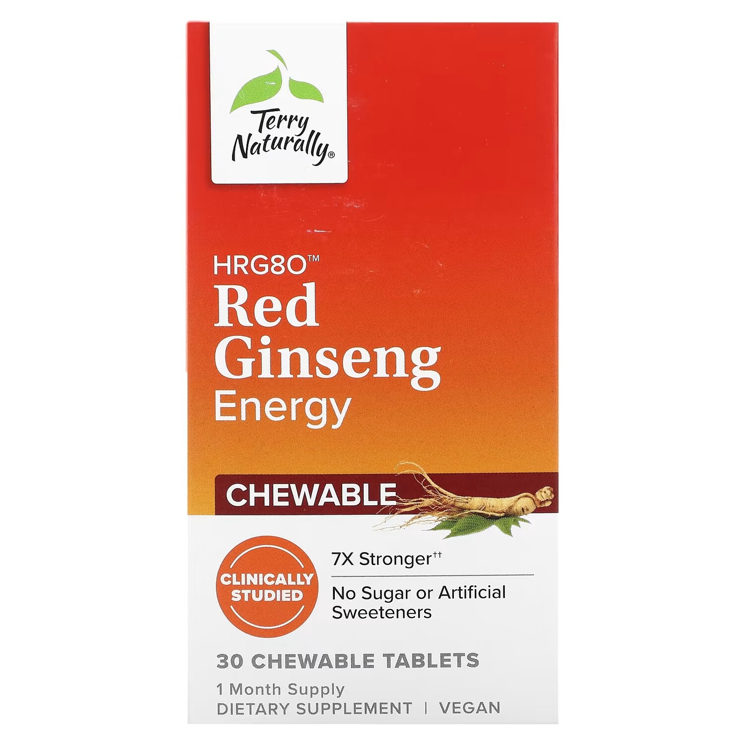 

Добавка Terry Naturally HRG80 Red Ginseng Energy, 30 жевательных таблеток