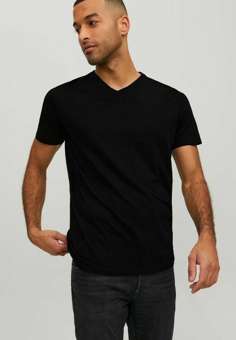 

Базовая футболка V-AUSSCHNITT Jack & Jones, черный