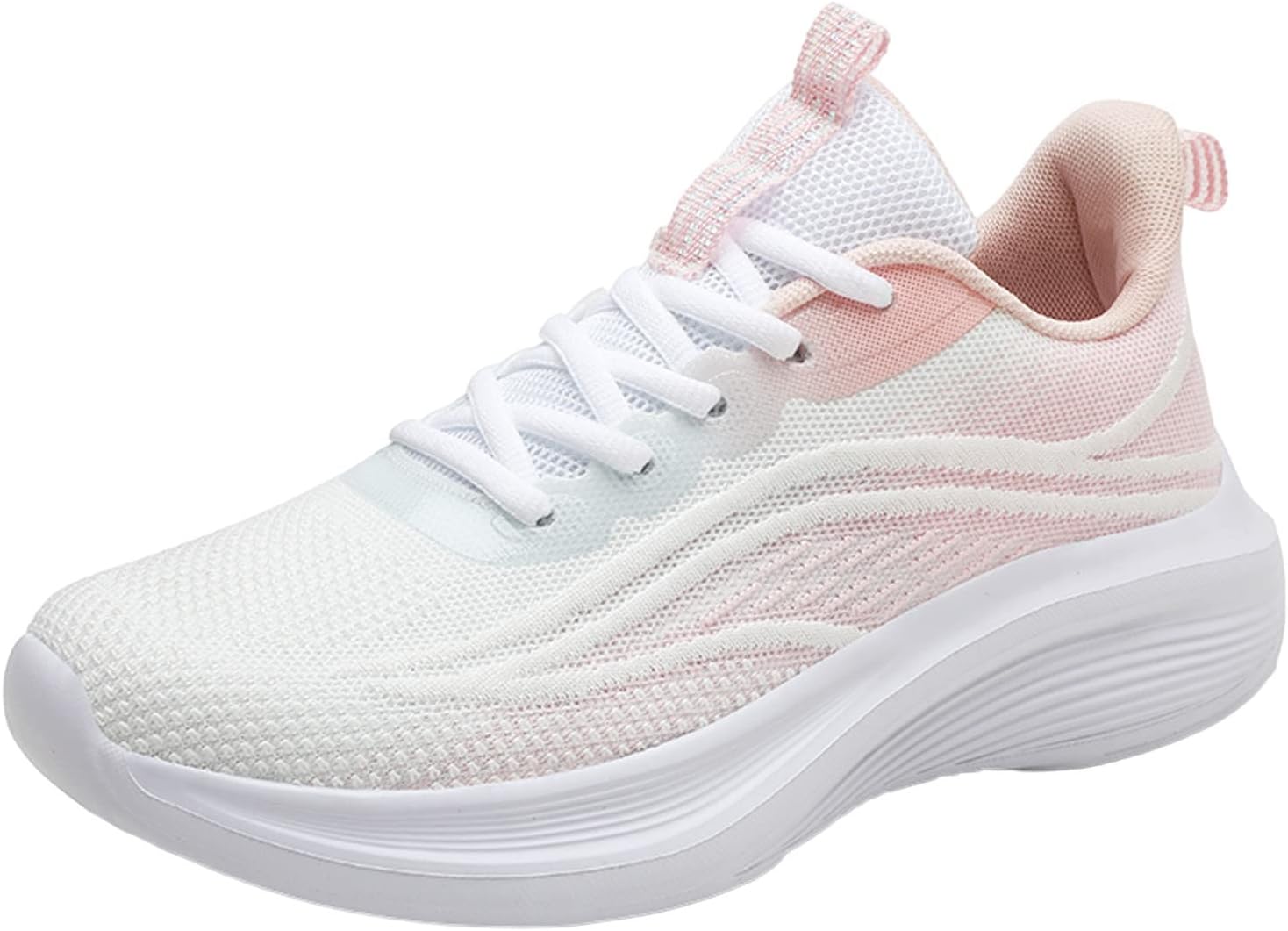 

Женские кроссовки модного градиентного цвета, летняя новая модель с сеткой, дышащие и удобные, повседневные мужские однотонные обувь Generic, розовый