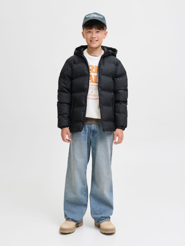 JACK & JONES Junior Стеганая куртка черного цвета — фото 4