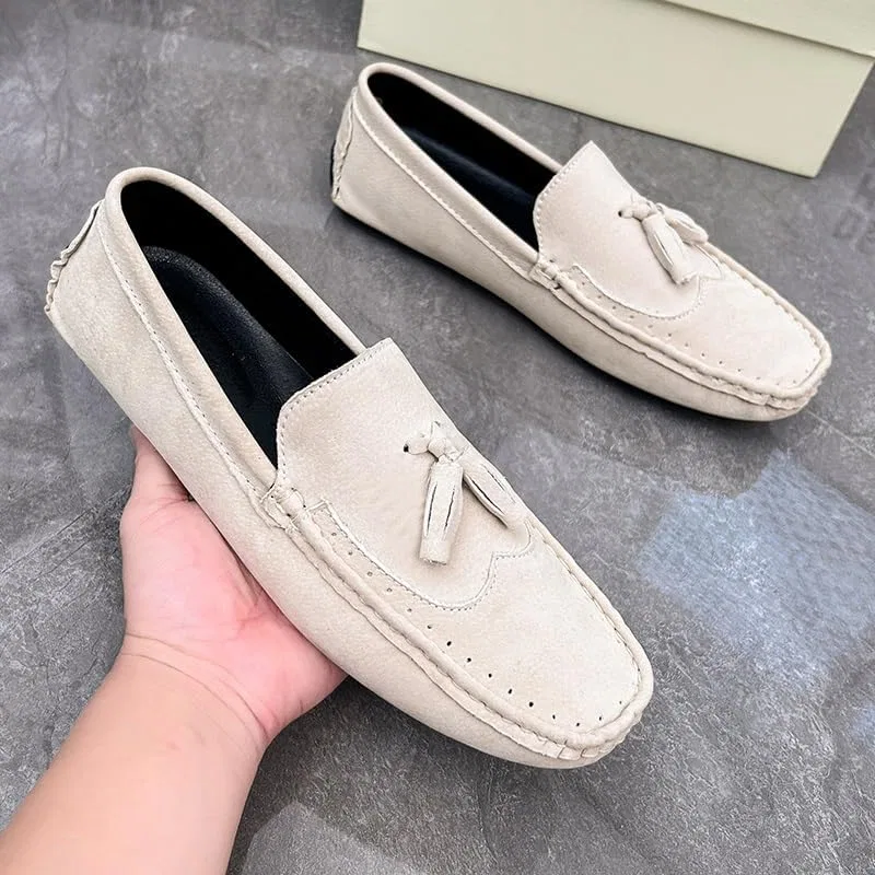 Лоферы замшевые белые, Square Toe Wingtips, бренд не указан, белый SayfuR — фото 2