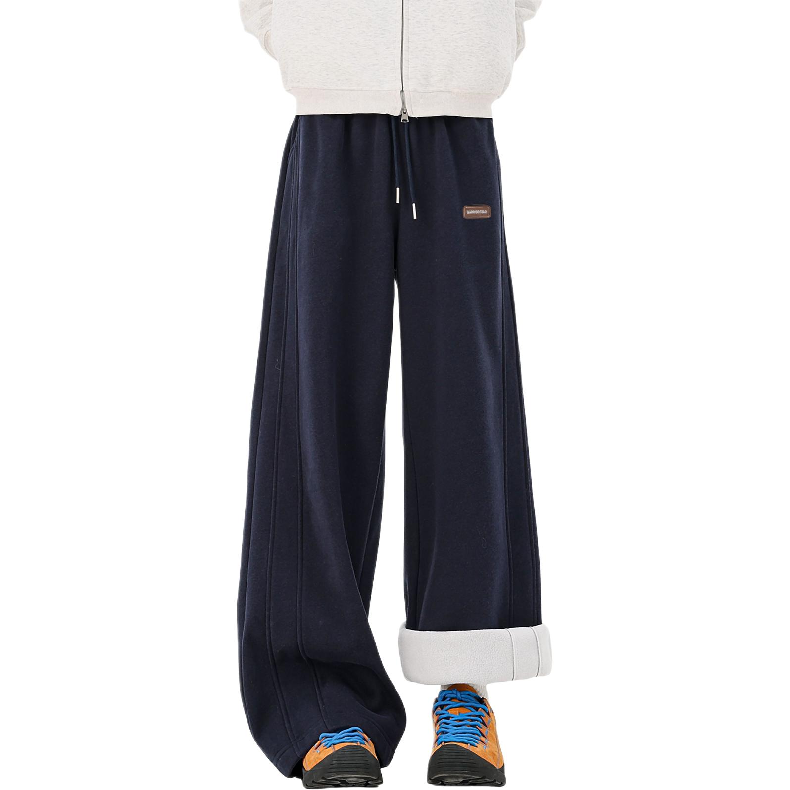 

Повседневные брюки Unisex утепленные с флисовой подкладкой прямого кроя WARRIOR, темно-синий[free diy badge]