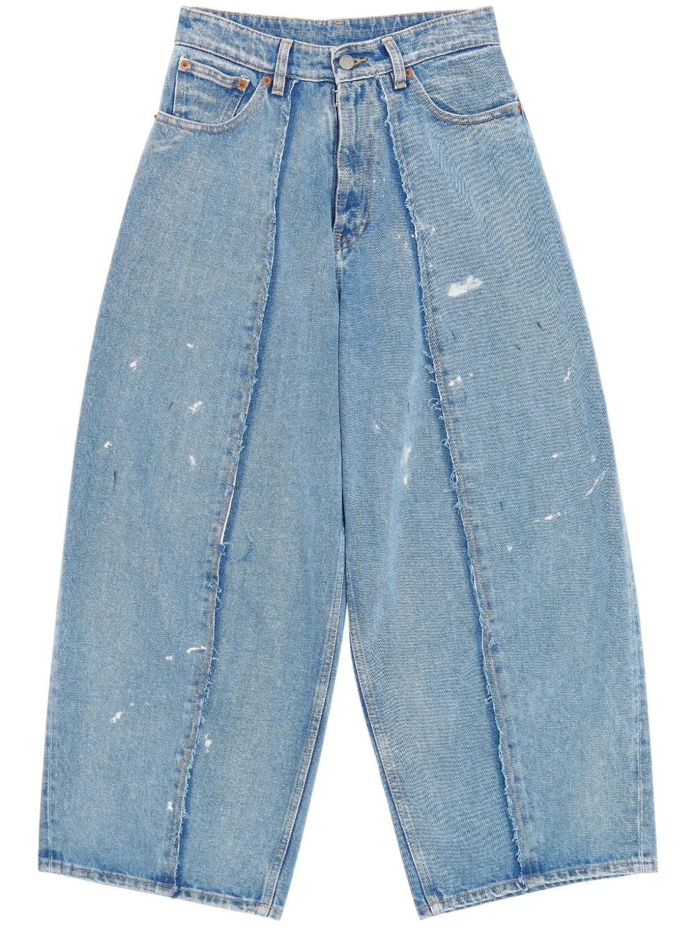 

Джинсы с завышенной талией и эффектом потертости MM6 Maison Margiela, синий