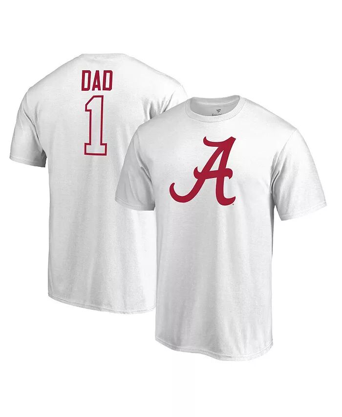 

Мужская белая футболка Alabama Crimson Tide #1 Dad Fanatics, белый