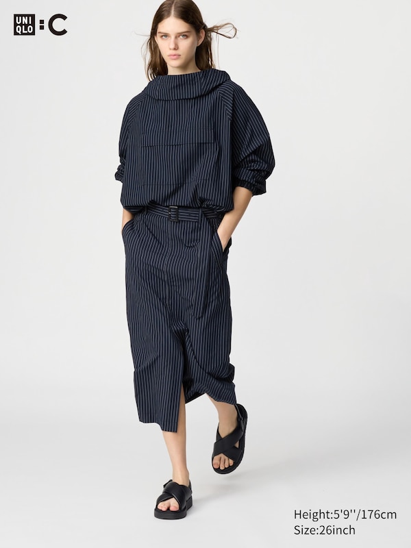 

Узкая юбка с поясом Uniqlo, синий