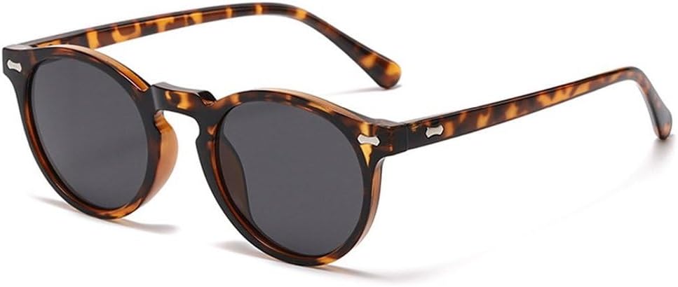 

Ретро круглые поляризованные солнцезащитные очки для женщин, модные, с заклепками, защита от УФ-излучения UV400, для мужчин, панк, темно-зеленые солнцезащитные очки SKFGNX, Leopard Grey