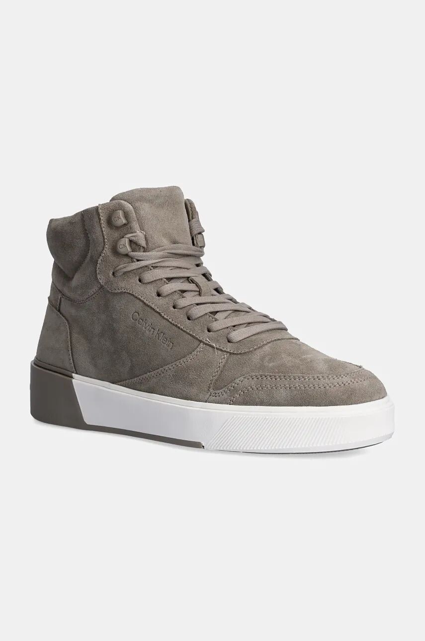 

Замшевые кроссовки Calvin Klein HIGH TOP LACE UP BSKT SUE, серый