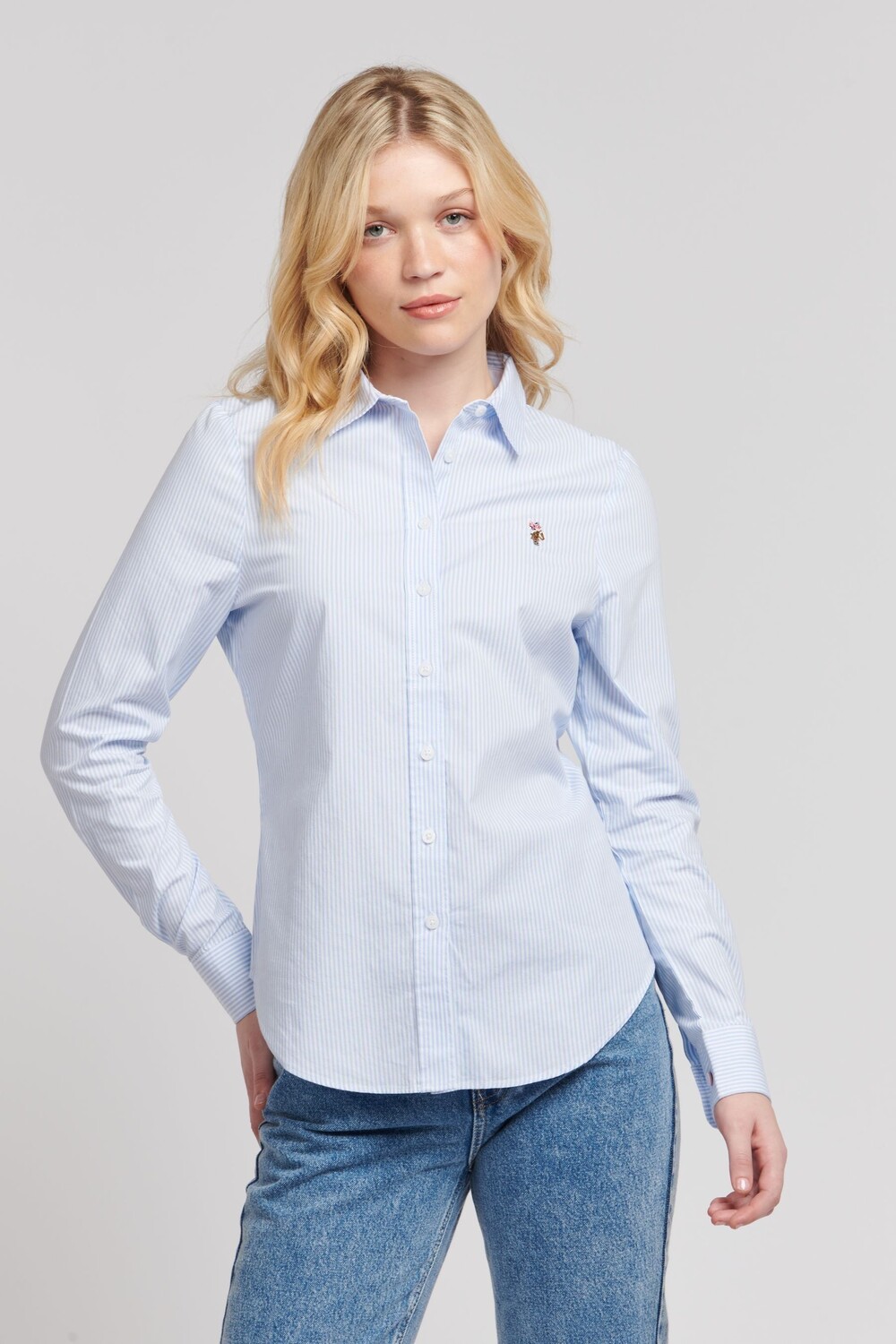 

Для женщин полоски классического кроя и оксфордская рубашка U.S. Polo Assn, синий