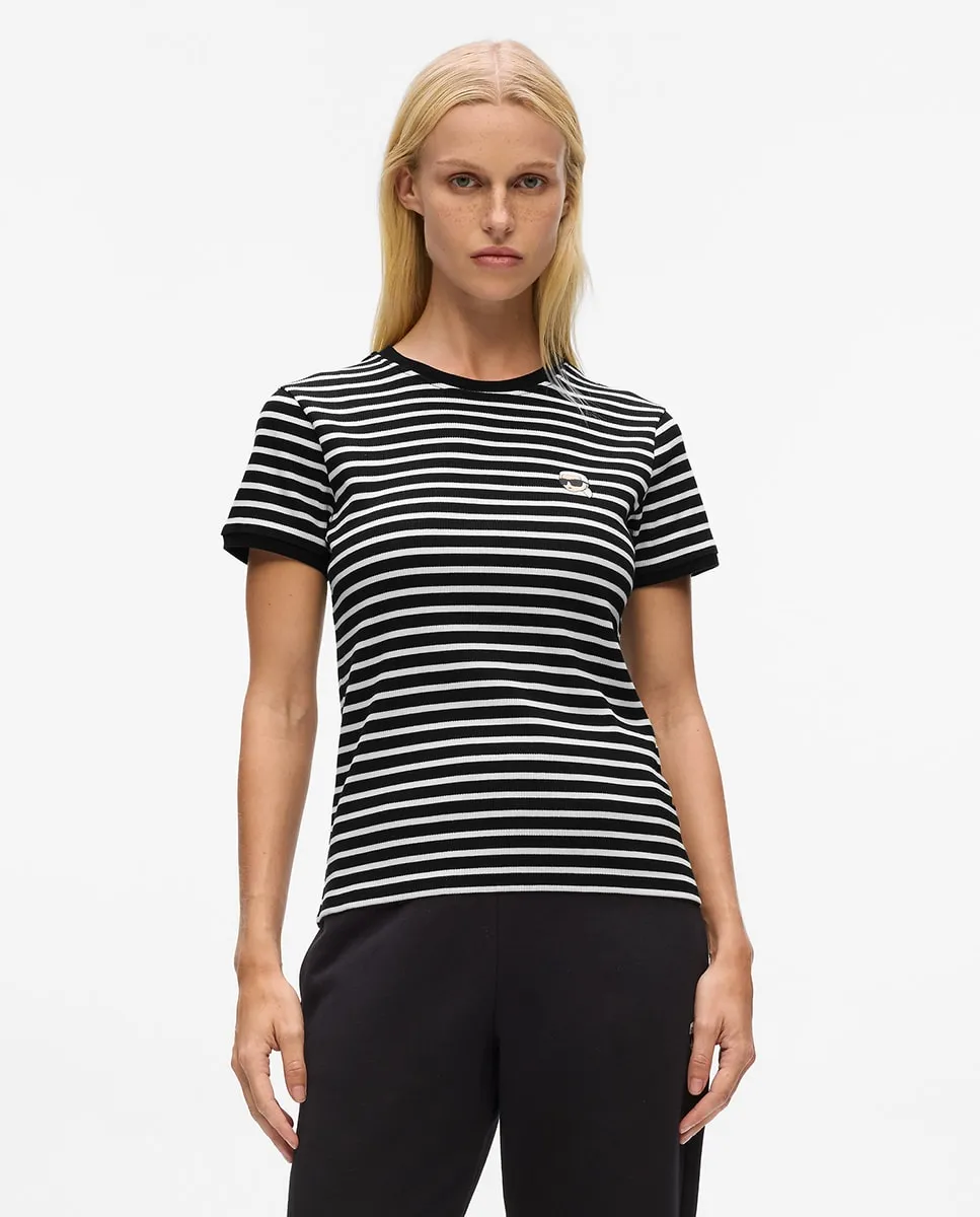 

Футболка с полосками и нашивками Ikon Karl Lagerfeld, черный