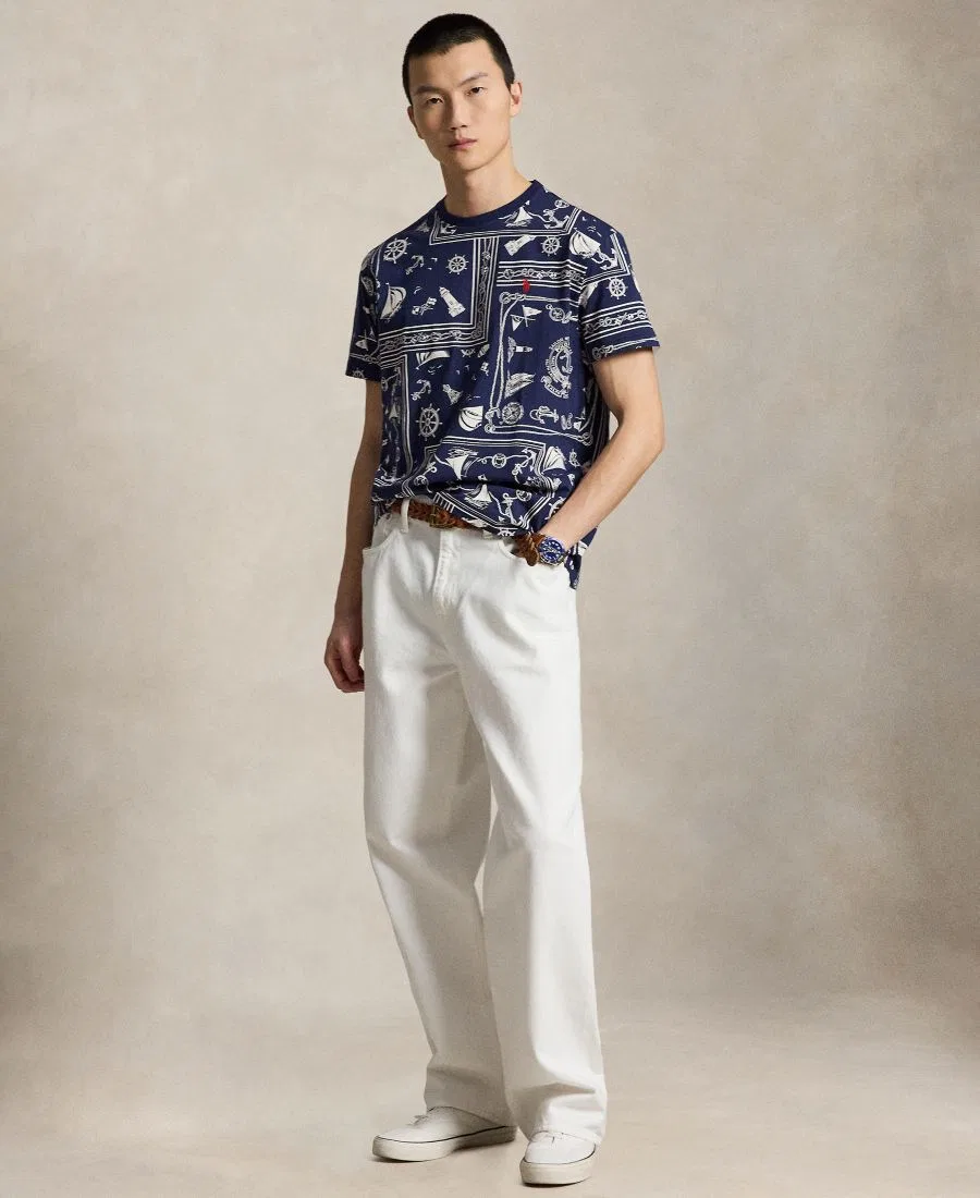 Мужская футболка с круглым вырезом и принтом Polo Ralph Lauren, темно-синий — фото 2