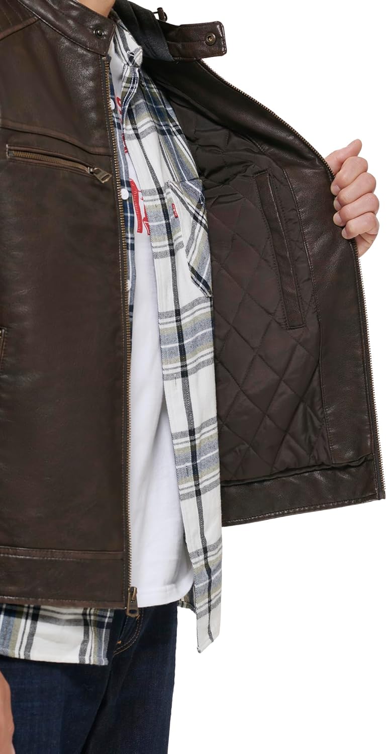 Мужская гоночная куртка Levi's из искусственной кожи, Deep Brown Modern Hooded — фото 4