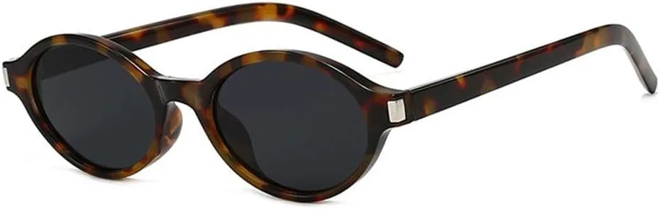 

Овальные винтажные солнцезащитные очки для женщин, модные ретро круглые солнцезащитные очки для женщин в винтажном стиле с заклепками UJNHGQ, Leopard Gray