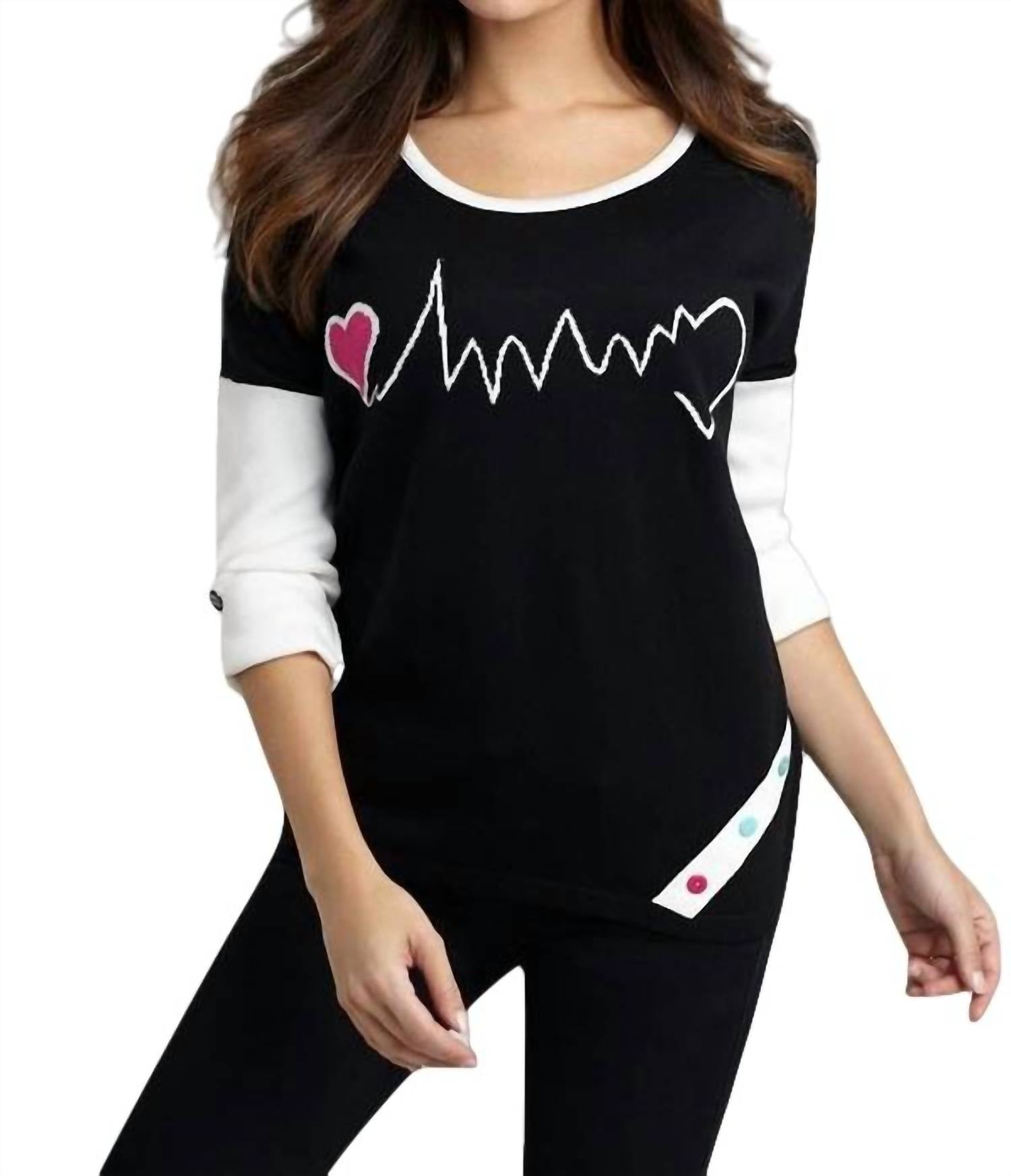 

Свитер с графическим принтом Heartbeat в черно-белом цвете Angel Apparel