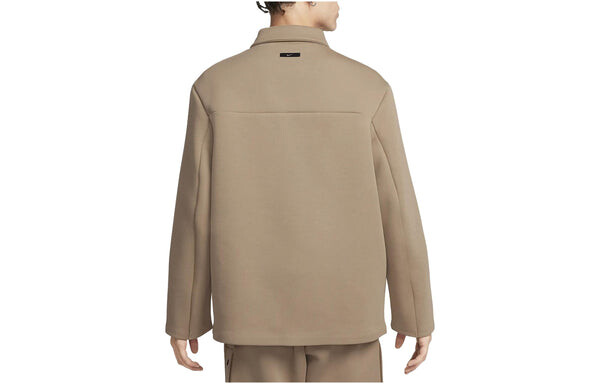 Куртка Nike Sportswear Tech Fleece Reimagined Wide Shirt Jacket 'Khaki', хаки — фото 4