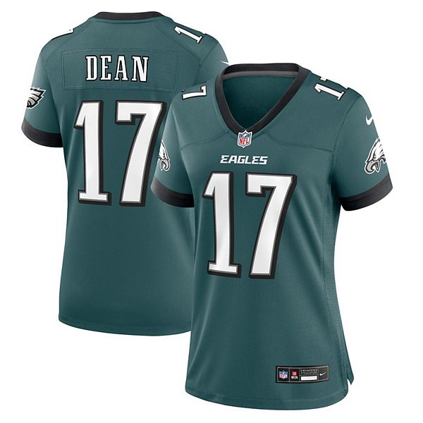 

Женская игровая футболка Philadelphia Eagles Nakobe Dean Midnight Green Nike, Зеленый, Женская игровая футболка Philadelphia Eagles Nakobe Dean Midnight Green Nike