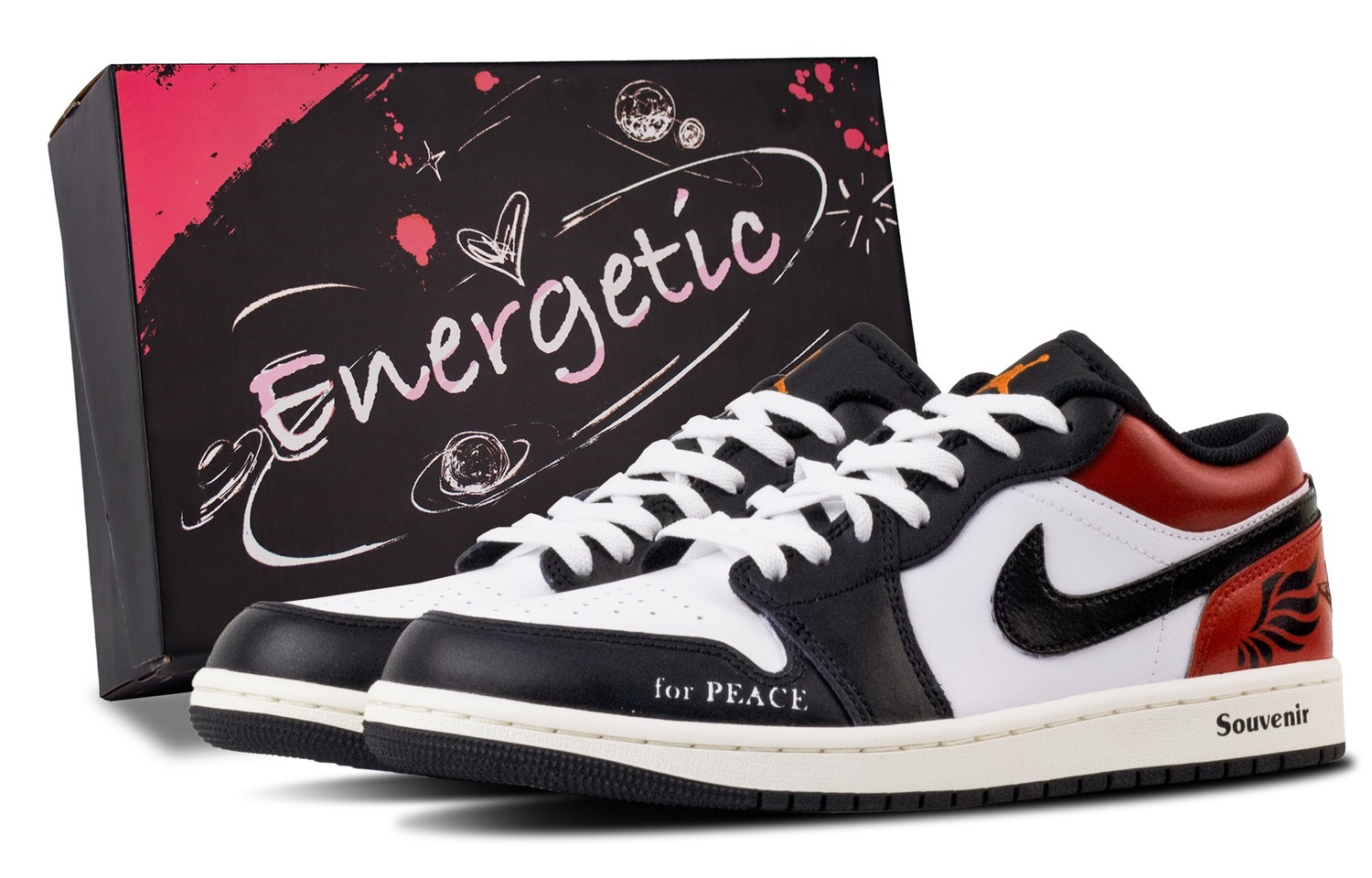 

Air 1 Long Live Life устойчивые к истиранию низкие винтажные баскетбольные кроссовки Unisex Jordan, белый/красный