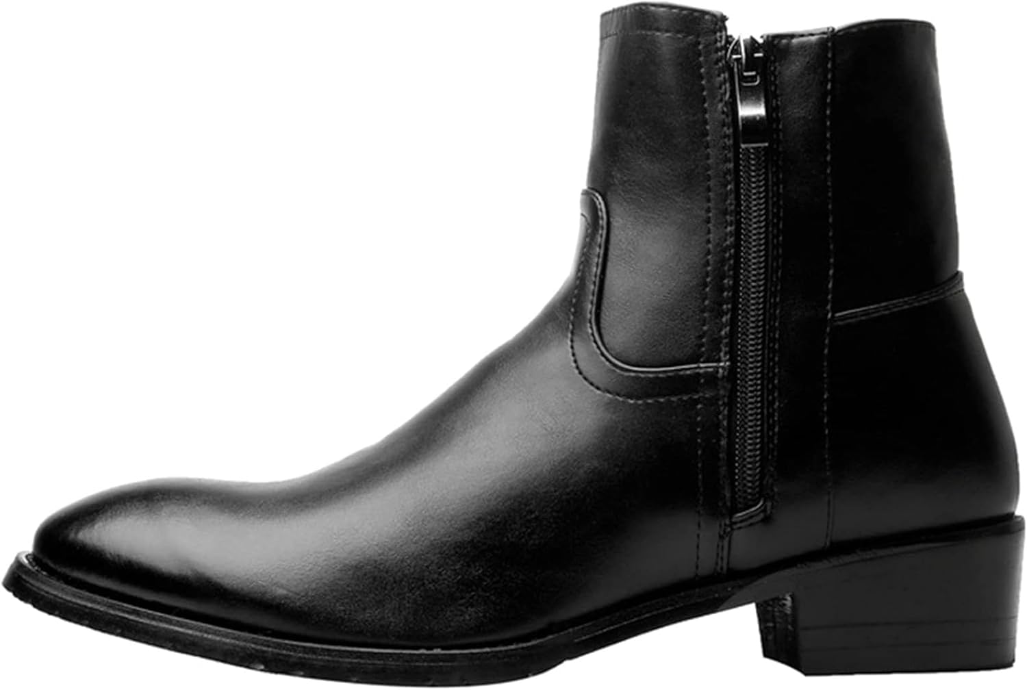 

Мужские повседневные туфли с зауженным носком, осенне-зимние британские короткие высокие кожаные ботинки Generic, черный