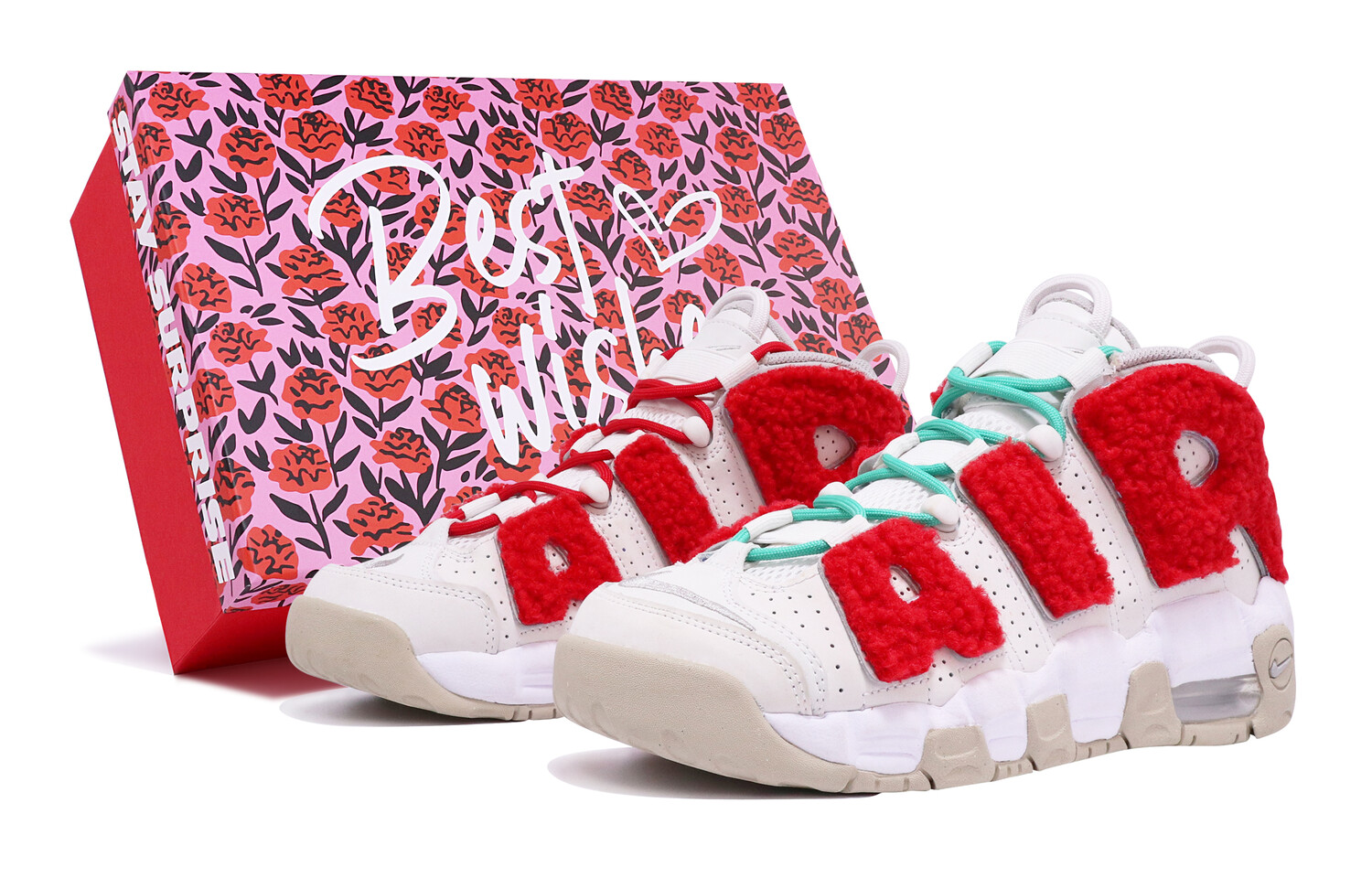 

Кроссовки Nike Air More Uptempo Vintage Basketball Shoes Women's Mid-Top White Red