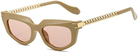 

Солнцезащитные очки Polygon для женщин, солнцезащитные очки UV400 в стиле ретро с металлической цепочкой, мужские солнцезащитные очки сине-зеленого цвета MTZJH, Khaki Champagne