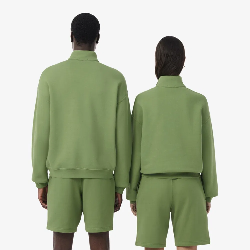 Мужской свободный пуловер Lacoste на короткой молнии, зелёный — фото 3