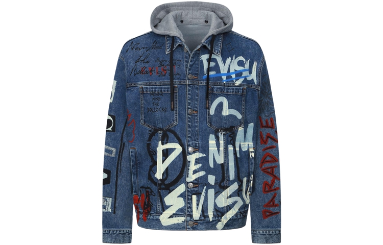 

Джинсовая куртка мужская джинсовая синяя Evisu, синий