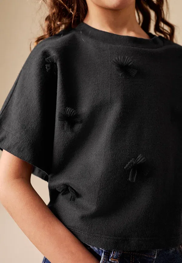 Футболка Regular fit Next, boxy bows basic t-shirt, черный — фото 4