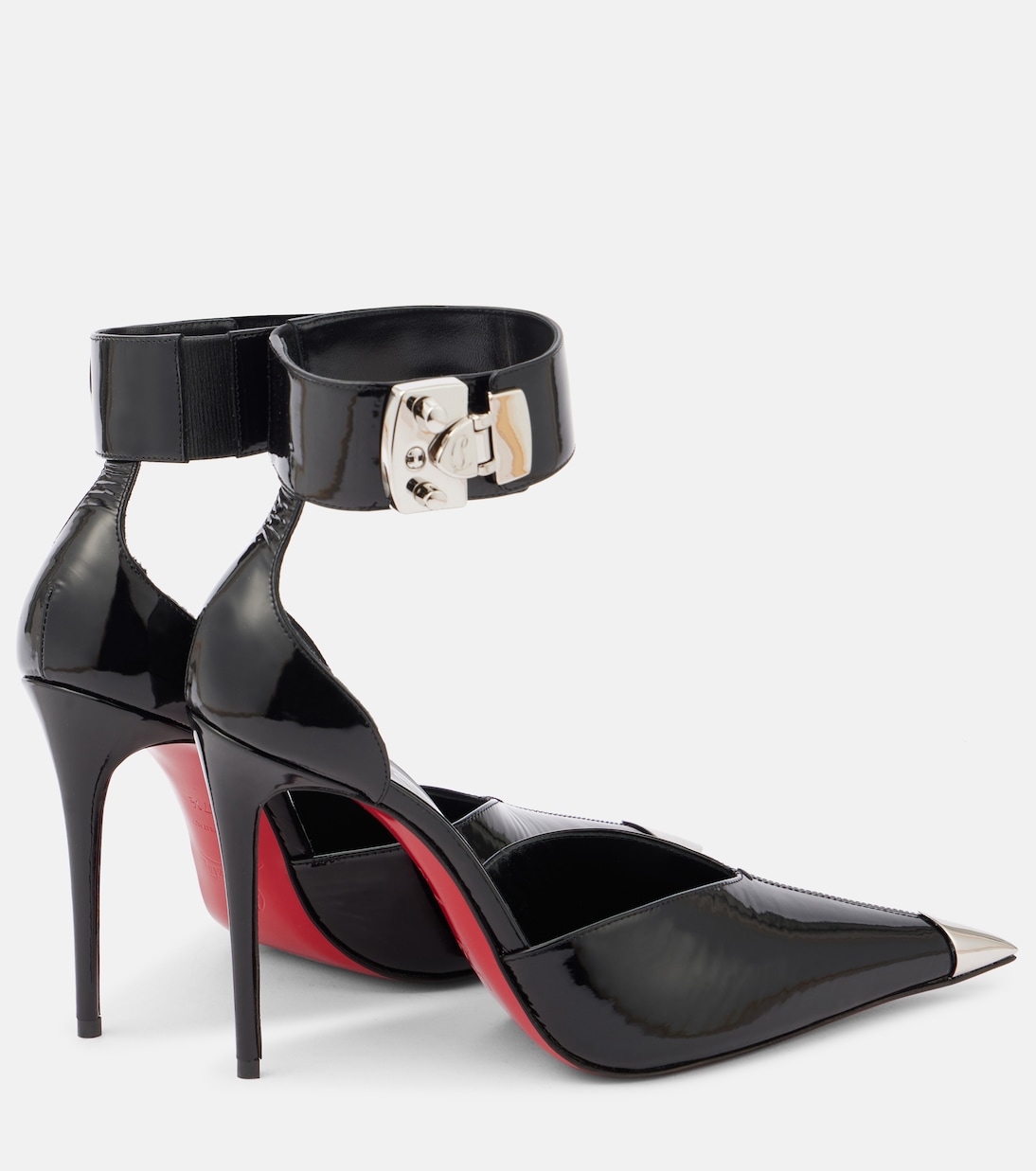 Заключи меня 100 украшенные кожаные туфли-лодочки Christian Louboutin, Black/Lin Black — фото 2