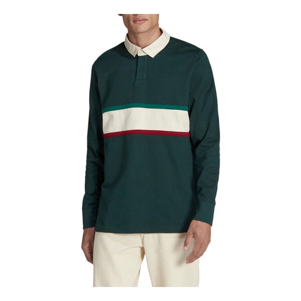 

Футболка Men's adidas Fmf Ls Ls Stripe Lapel Pullover Long Sleeves Green Polo Shirt, зеленый