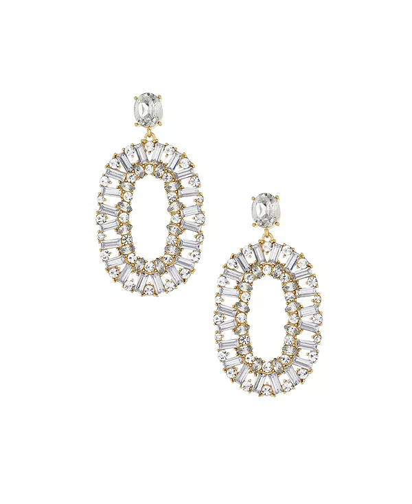 

Блестящие овальные серьги-подвески с покрытием из 18-каратного золота Ettika, gold