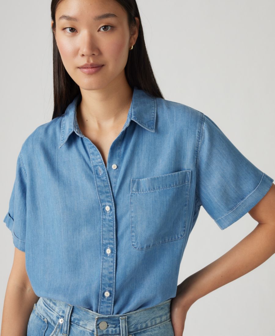 Женская рубашка Oakley с коротким рукавом и пуговицами Levi's, Fire Barrel — фото 3