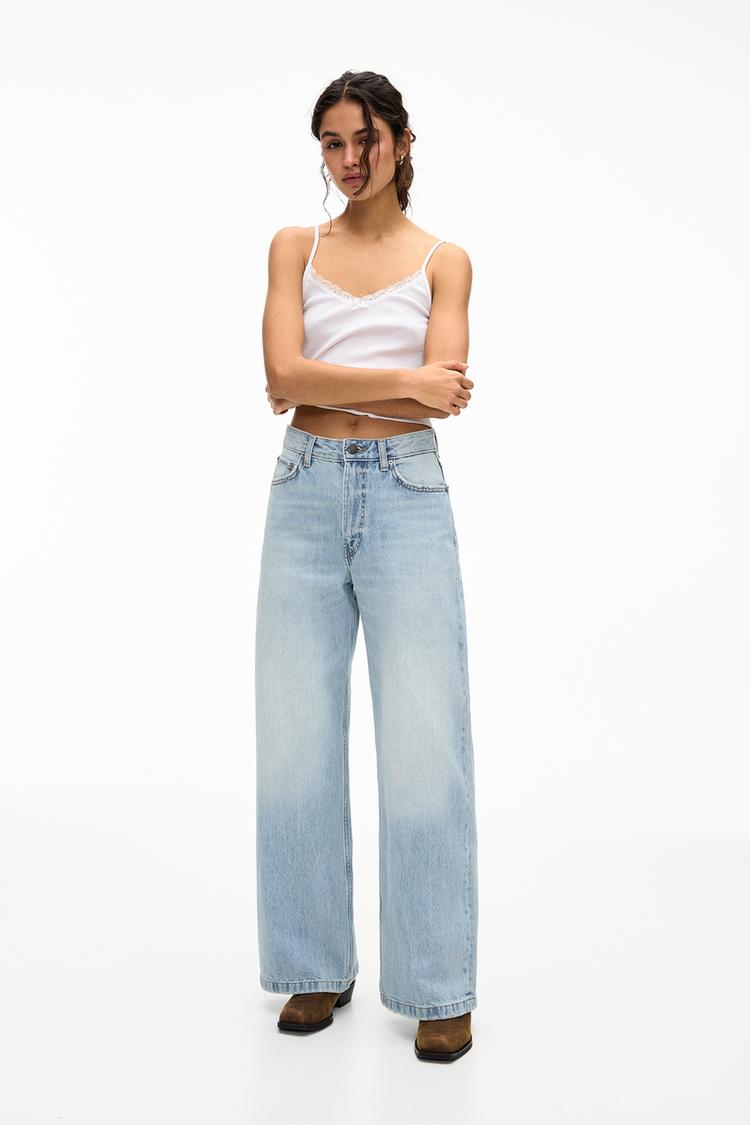 

Мешковатые джинсы средней посадки Pull And Bear, голубой