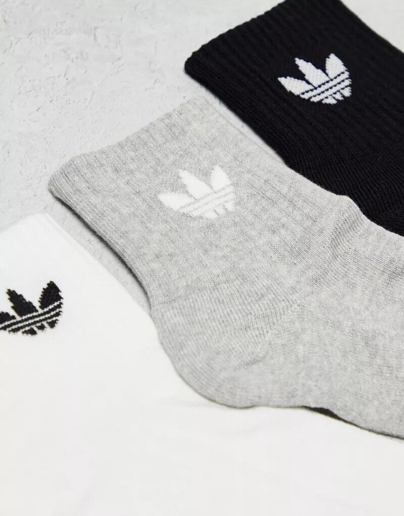 Комплект из трех носков adidas Originals белого, серого и черного цвета — фото 3