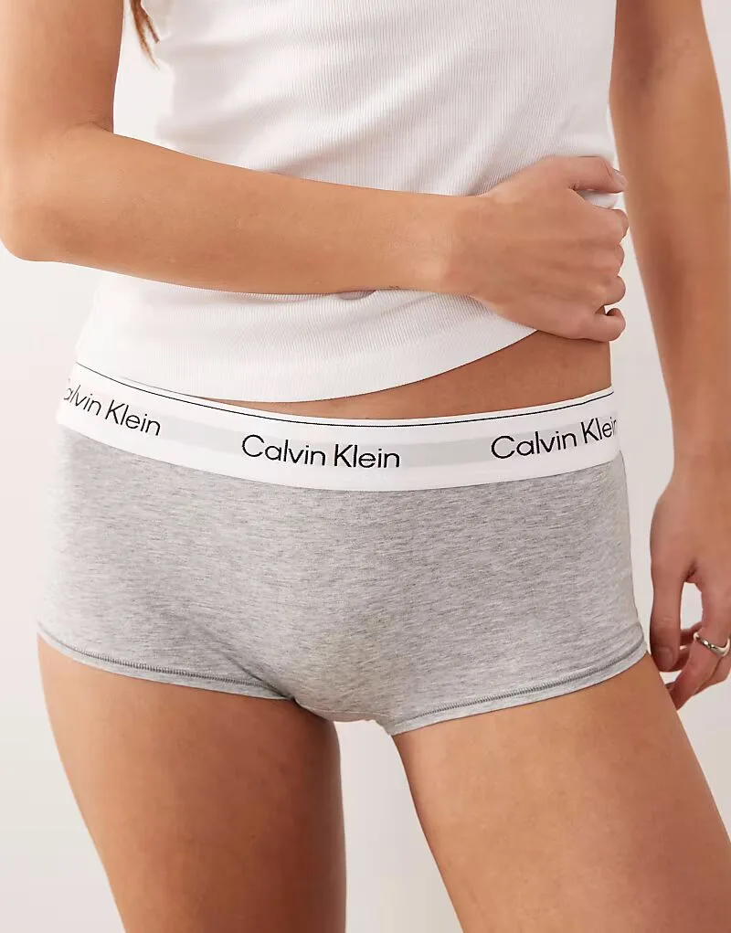 Шорты-боксеры Calvin Klein Icon из хлопка и модала серого цвета — фото 2