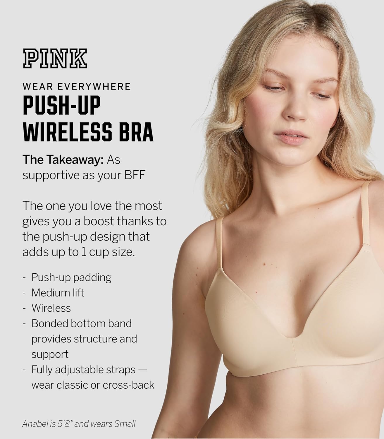 Бюстгальтер Victoria's Secret Women's Pink Wear Everywhere Push Up, марципан — фото 4