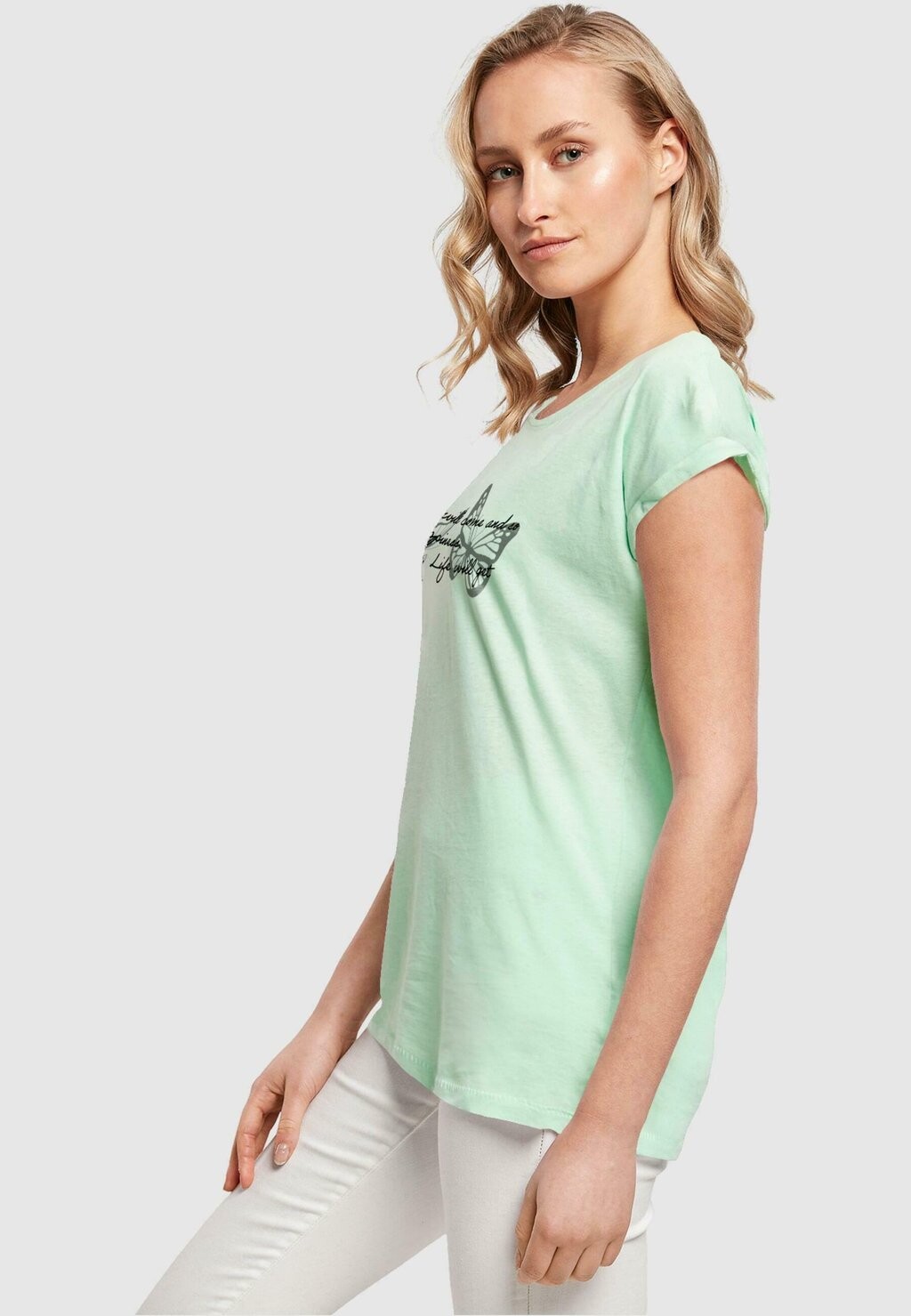 

Футболка с принтом SPRING SAYING EXTENDED SHOULDER Merchcode, мятный
