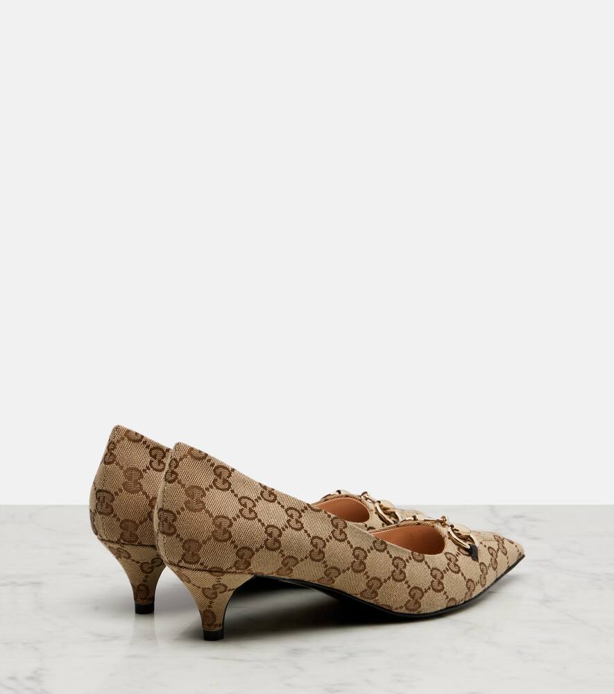 Туфли-лодочки Erin GG Canvas Horsebit 45 Gucci, Beige Ebony/Cocoa — фото 2
