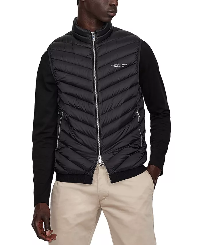 

Мужская утепленная пуховая куртка Packable Zipper Down Puffer с молнией A|X Armani Exchange, черный