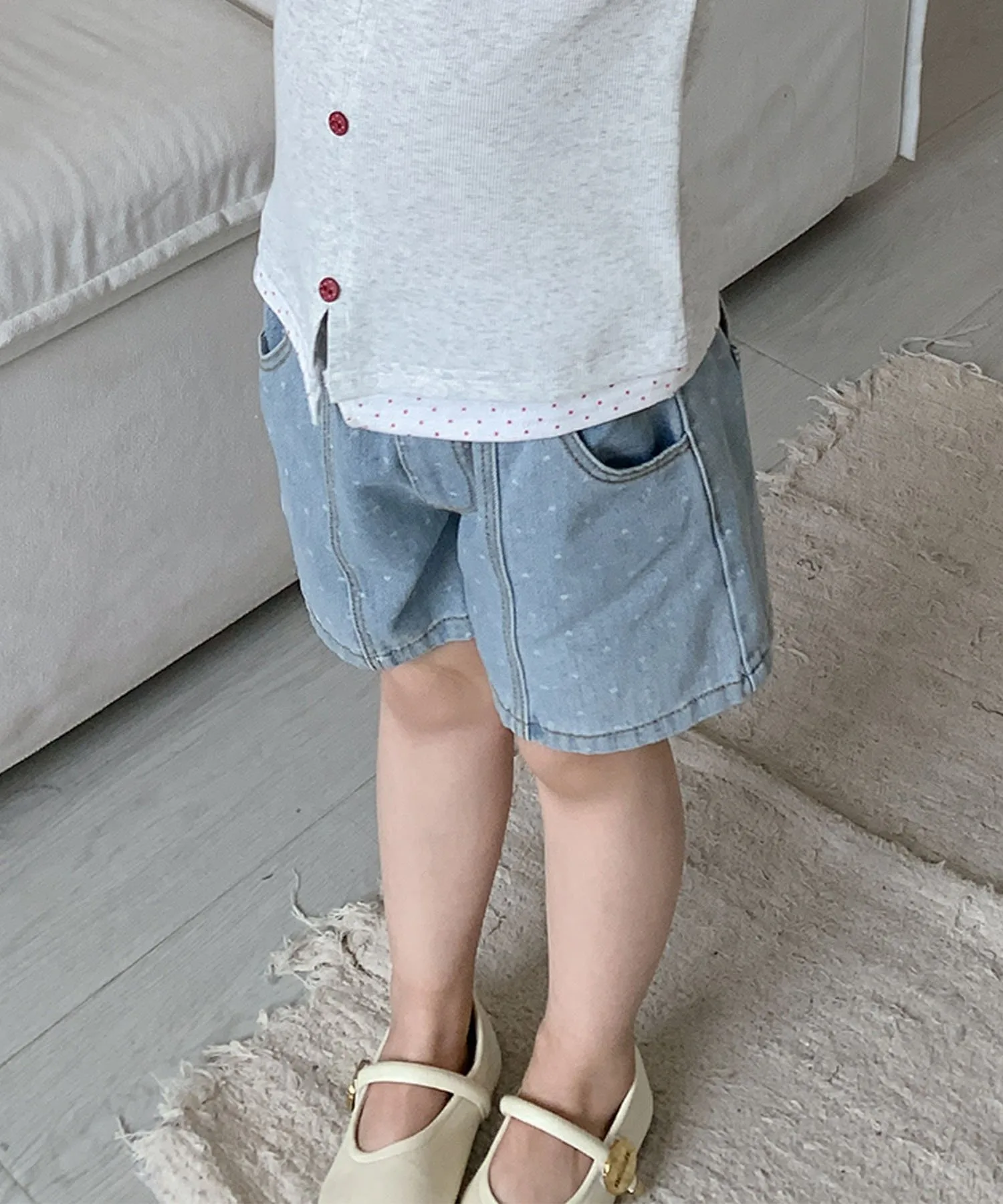 Детские джинсовые шорты в горошек Aimoha Kids, blue — фото 4