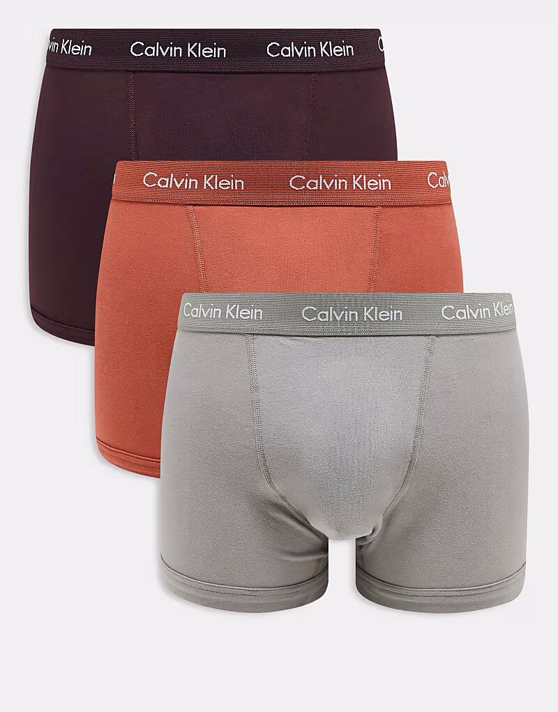

Комплект из 3 пар трусов-боксеров Calvin Klein из хлопка стрейч оранжевого, коричневого и серого цветов