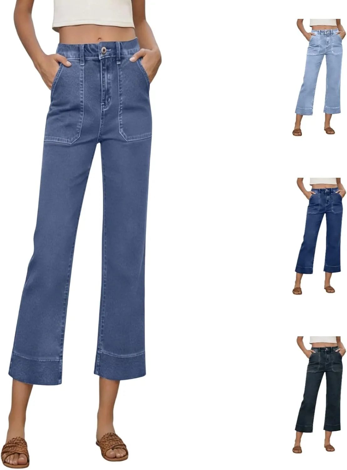 

Джинсы Capri для женщин High Waist Wide Leg WWPPAION