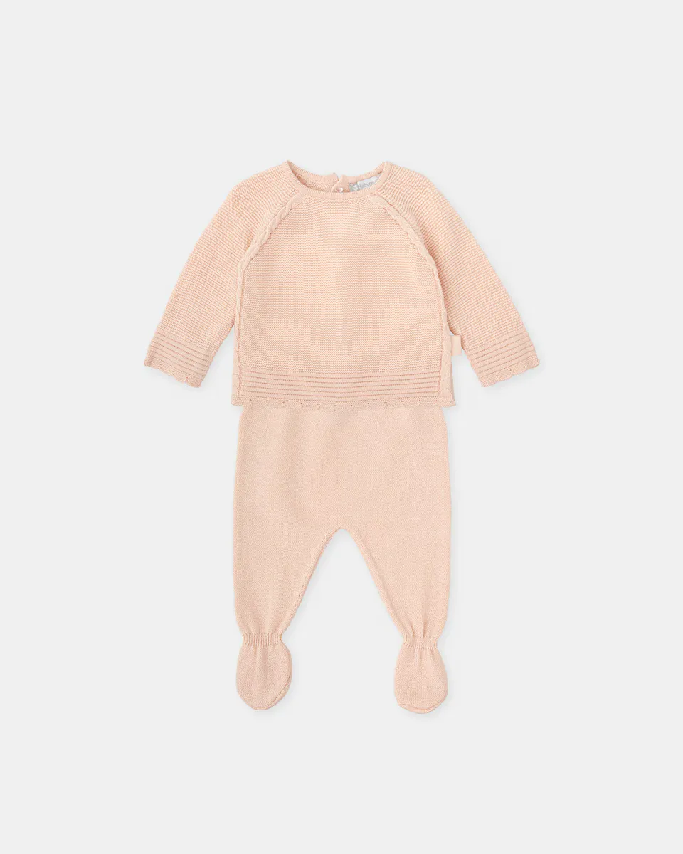 

Комплект из трикотажного трикотажа и леггинсов цвета лепестков для девочки Tutto Piccolo, розовый