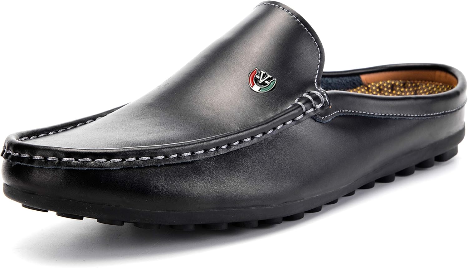 

Мужские классические кожаные тапочки, офисные повседневные домашние лоферы без задника Eastcolor, черный