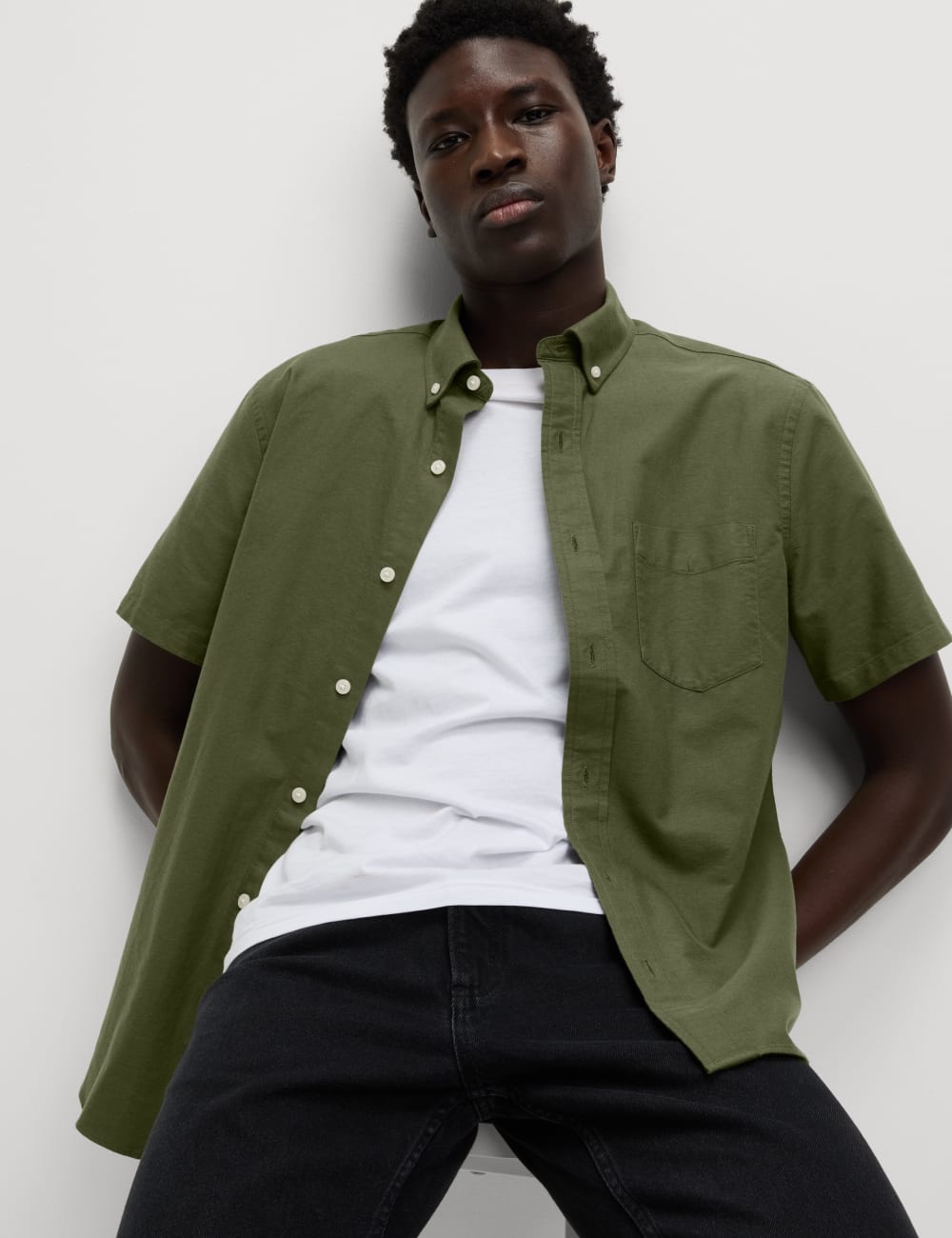 

Лучшая рубашка Oxford из чистого хлопка Marks & Spencer, хаки