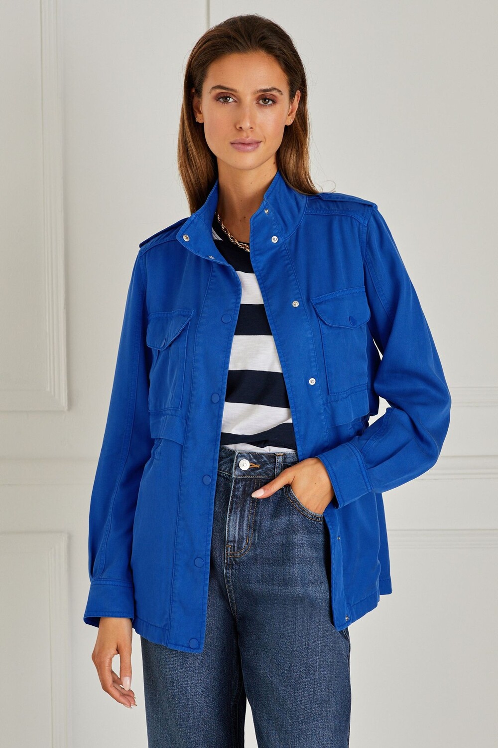 

Куртка свободного кроя в деловом стиле с накладными карманами Next, синий